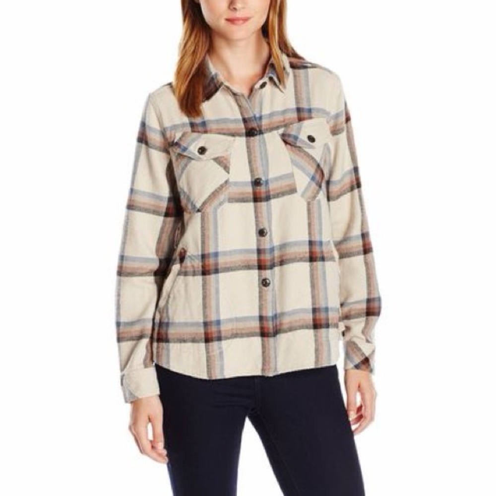 Woolrich Cream and Blue Plaid Utility Jacket
